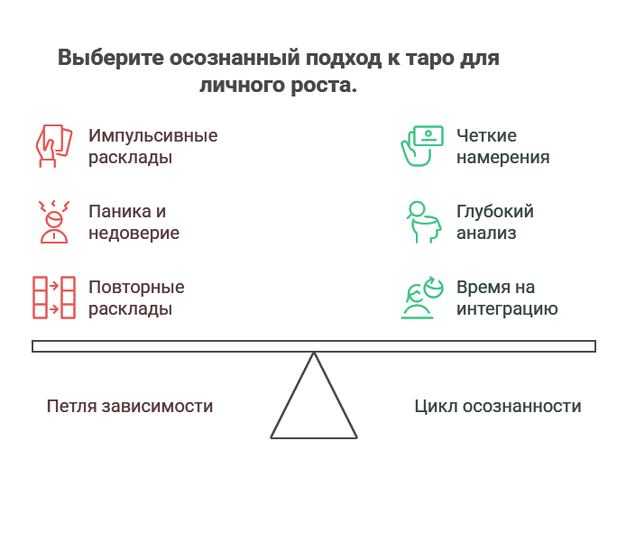 Почему нельзя часто гадать на таро - сравнение циклов зависимой и осознанной практики