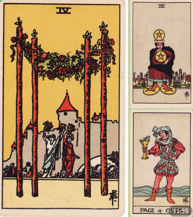 Десятка Мечей, Тройка Мечей, Десятка Жезлов