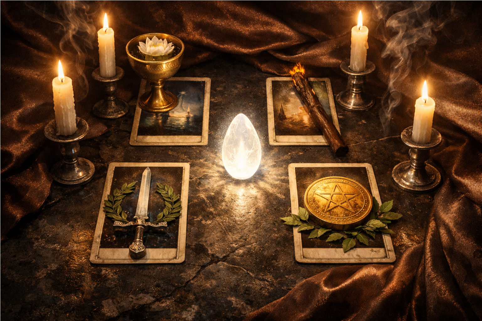 Сравнение и значение Тузов в Таро: кубки, жезлы, мечи, пентакли как начала стихий.