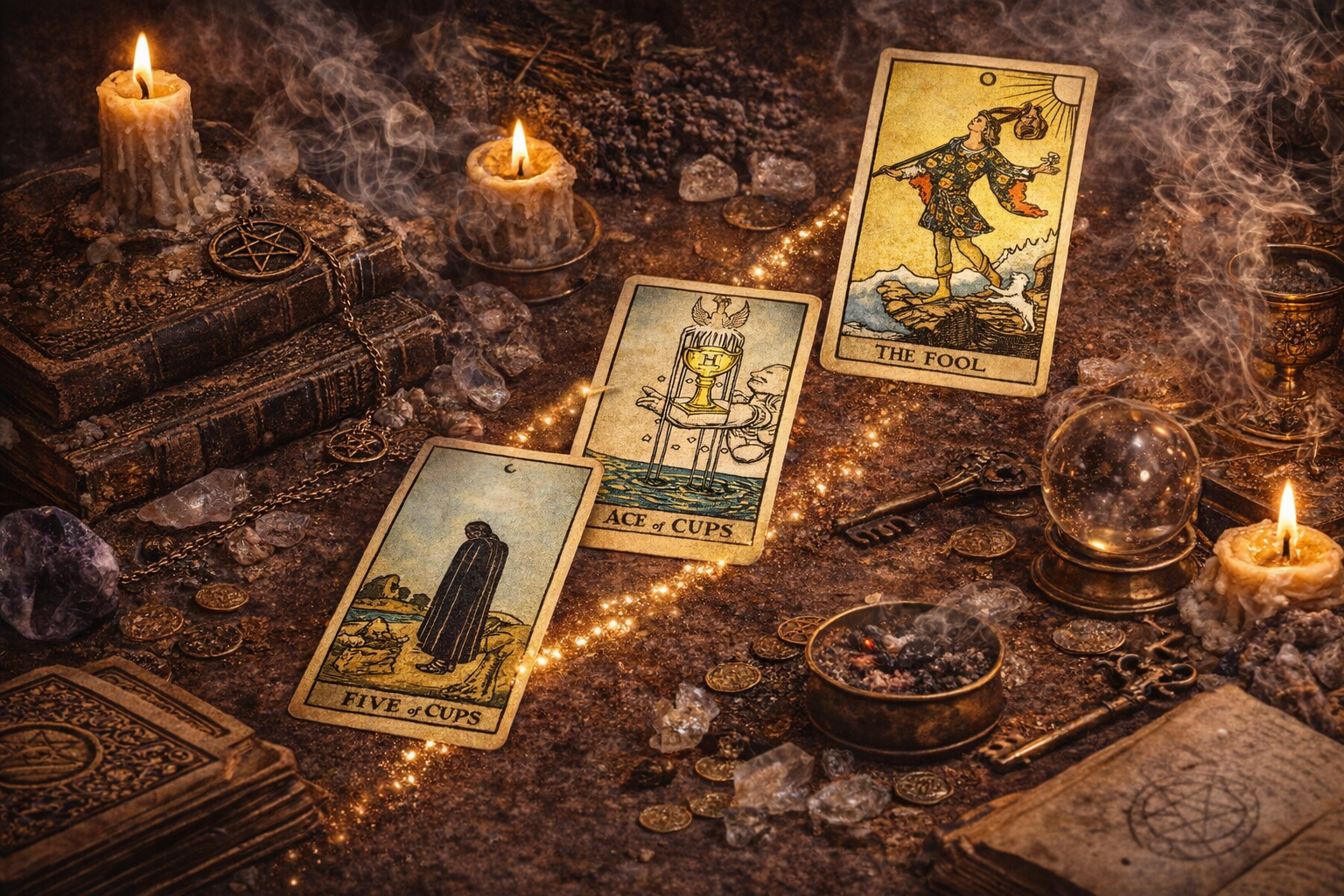 Расклад Таро Путь Шута для новых начинаний и принятия решений.