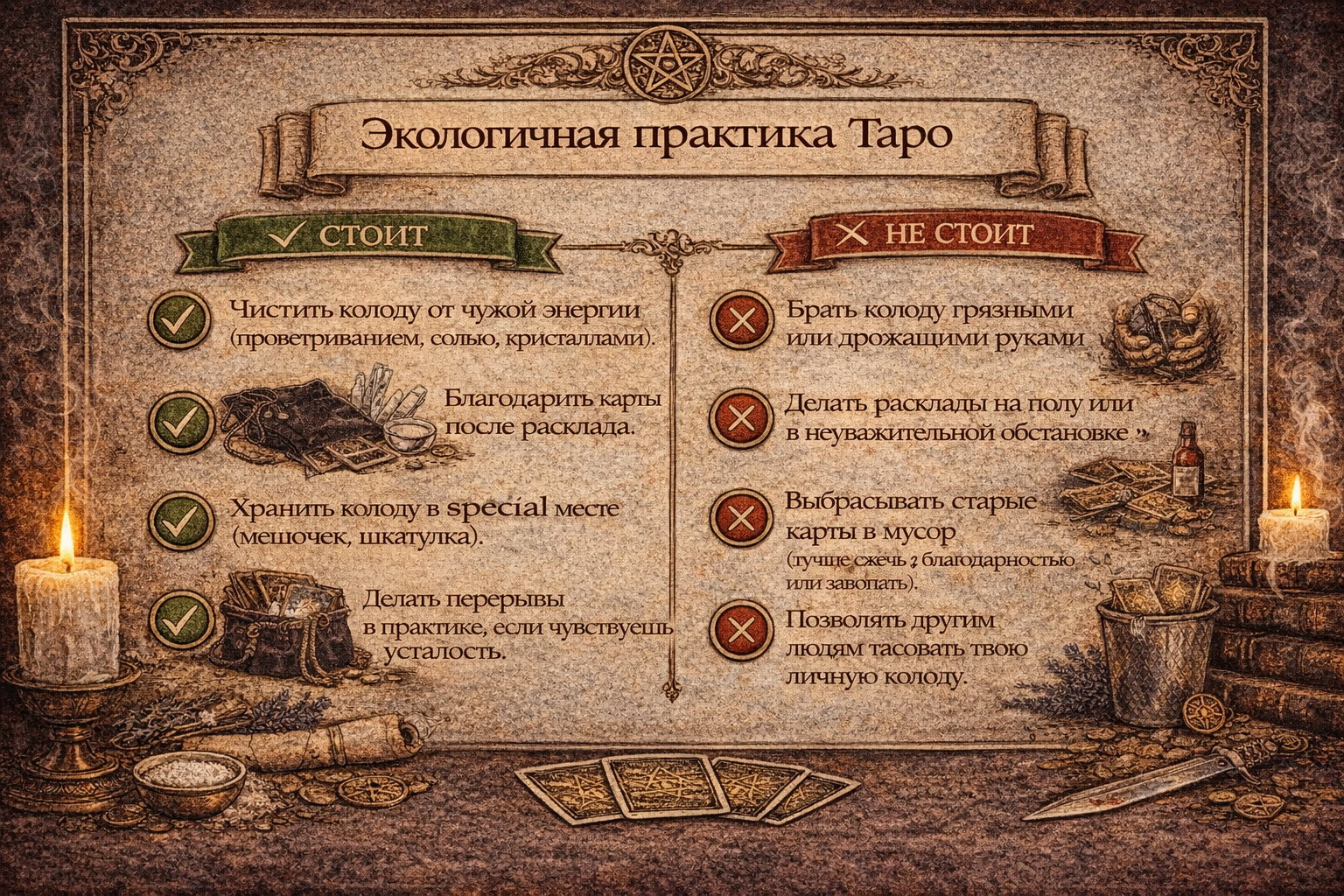 Что нельзя делать с картами таро - правила экологичной практики для начинающих.