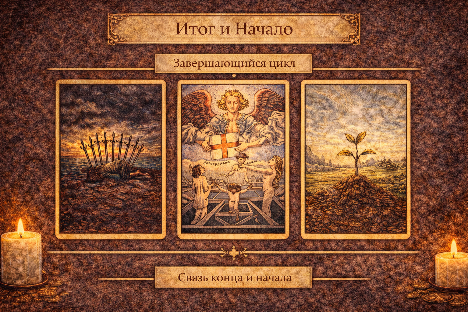 расклад таро итог и начало - схема для анализа завершения циклов и поиска нового.