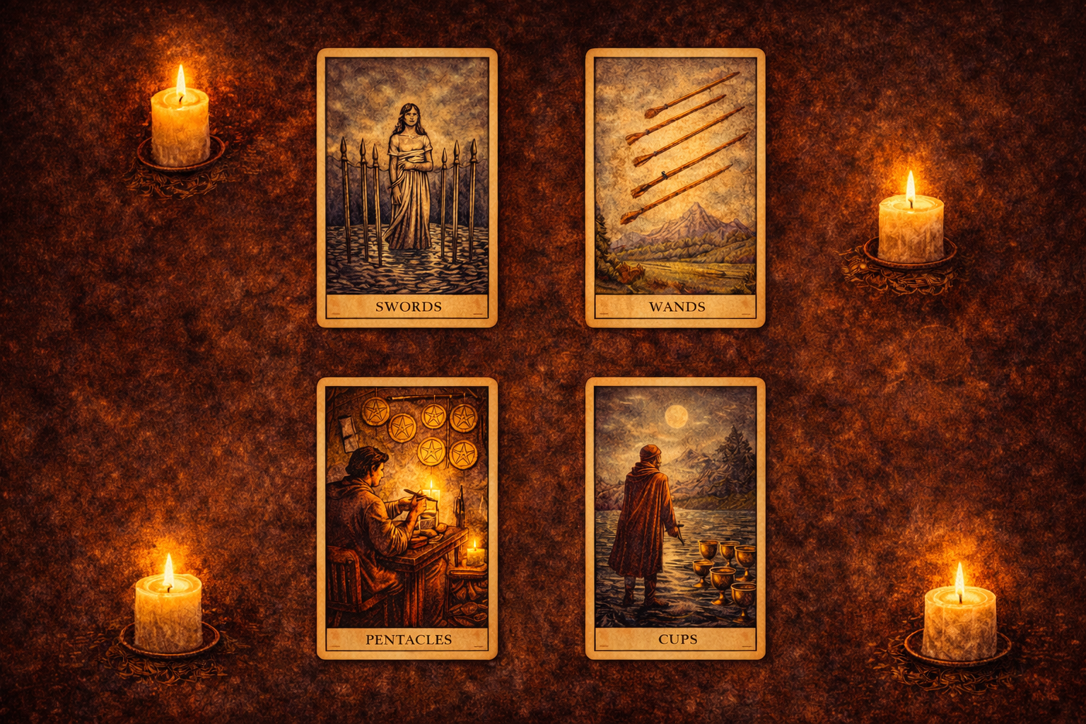 значение восьмерок таро - схема выбора и движения для карт мечей, жезлов, пентаклей, кубков.