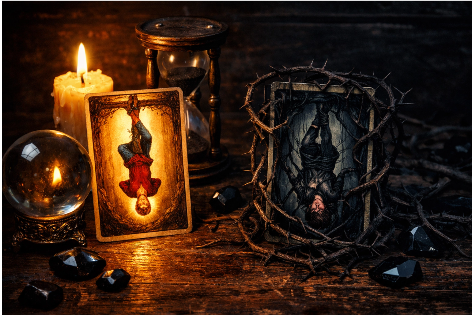 Толкование перевернутого Повешенного в Таро в сравнении с прямым положением карты.