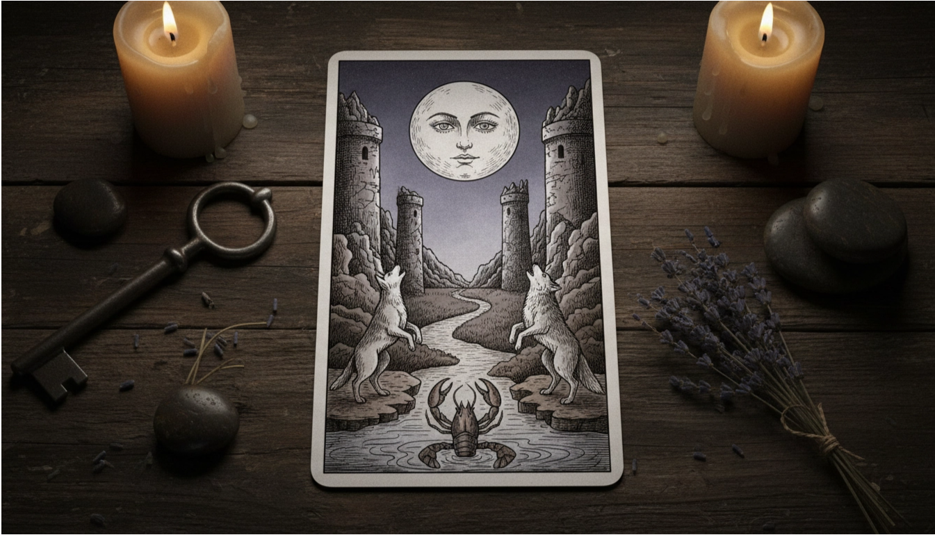 Символика и прямое значение карты Таро Луна: толкование тропы, животных и лунного света.