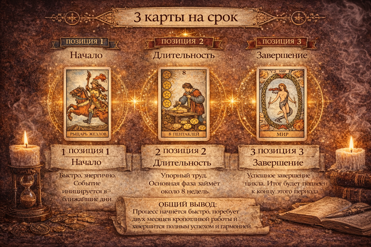 Таро расклад на дату - техника трех карт для определения временных сроков события.