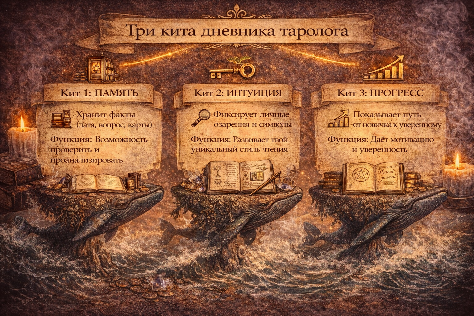 для чего нужен дневник таролога - схема 3 главные цели ведения записей.