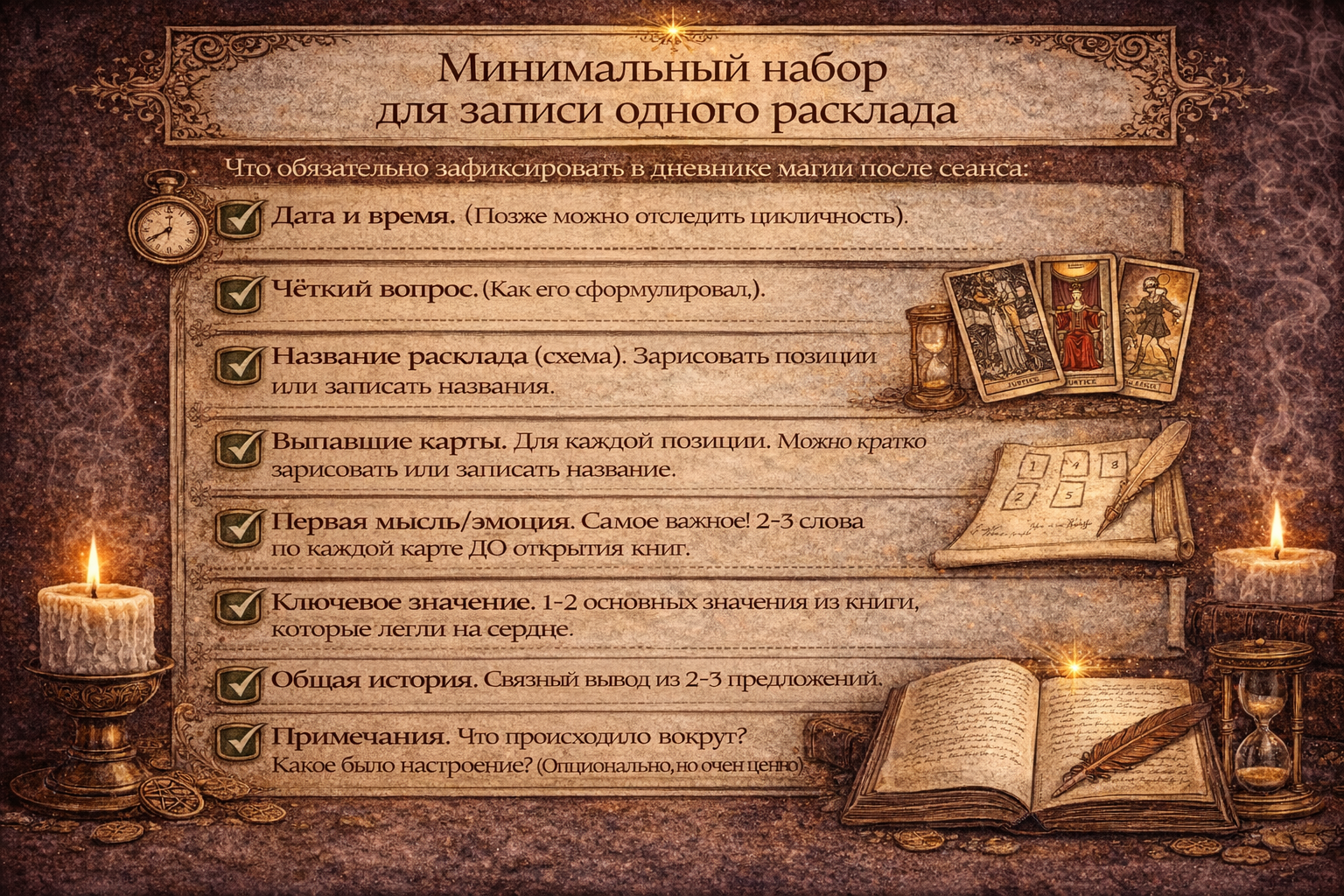 как вести дневник таро - чек-лист что записывать в дневник таролога после расклада.