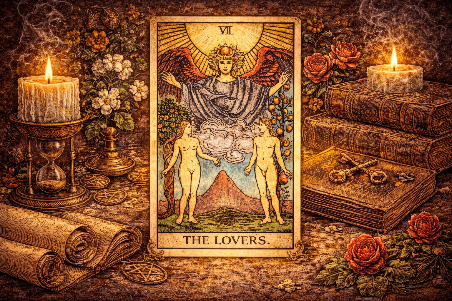 Символика и детали карты Влюбленные в Таро Райдера-Уэйта: значение элементов выбора.