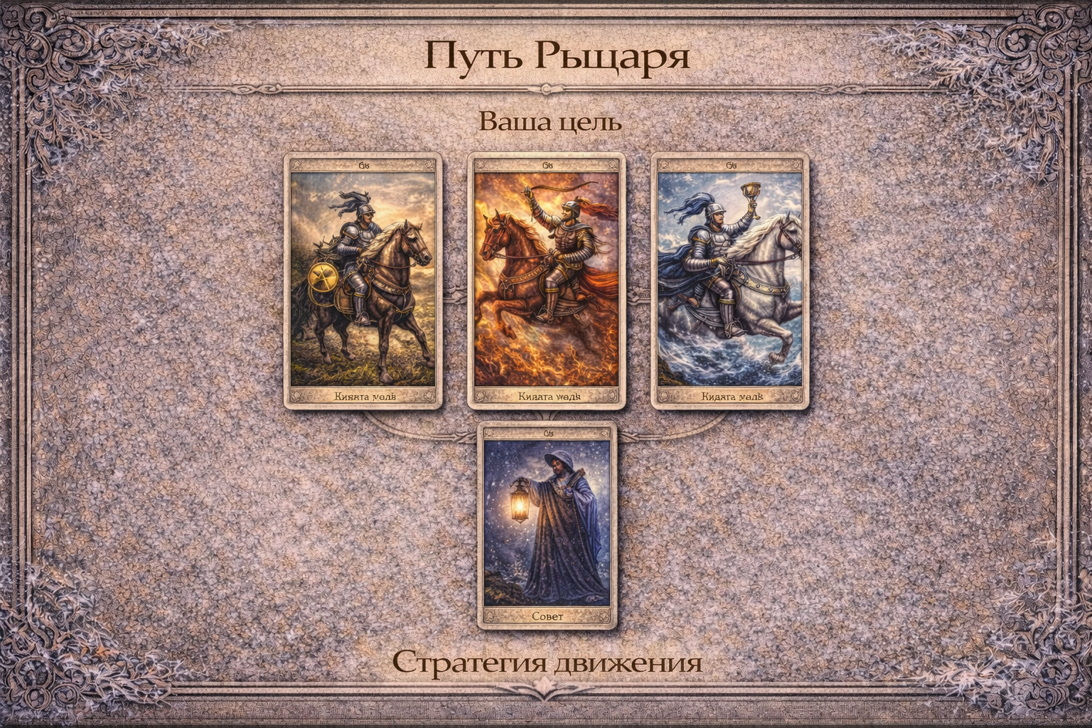 расклад таро путь рыцаря - схема для определения стратегии достижения цели.