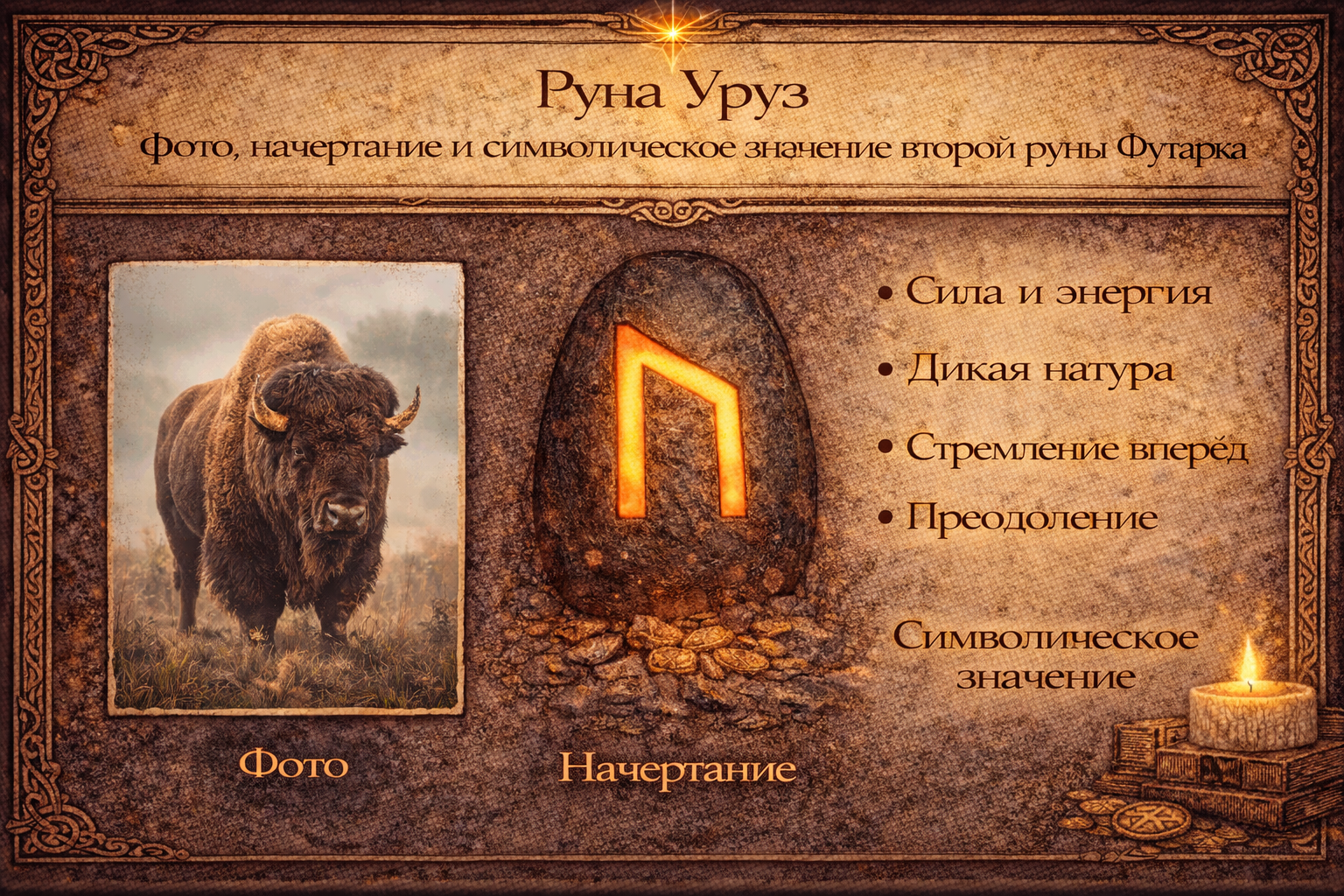 Руна Уруз: фото, начертание и символическое значение второй руны Футарка.