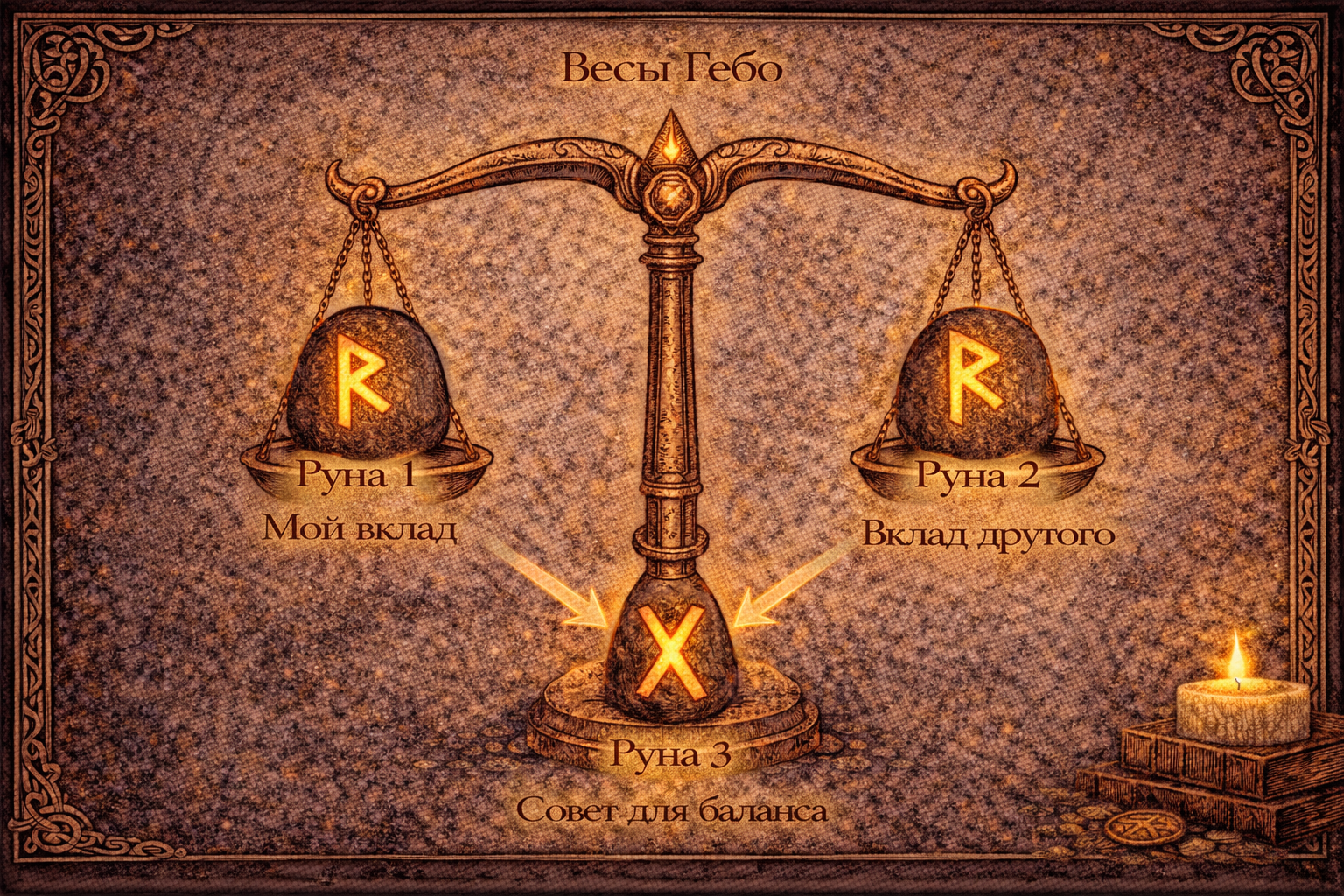 расклад весы гебо для анализа партнерства и баланса в отношениях.