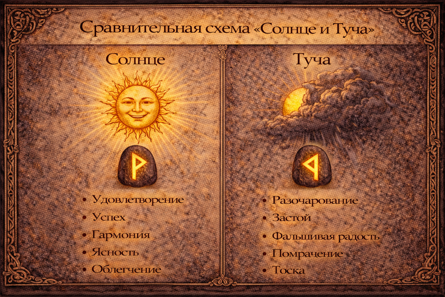 руна вуньо значение - схема прямой и перевернутой руны радости, счастья и гармонии.