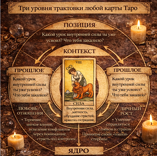 Толкование карт таро - три уровня значения: базовое, контекстное и в зависимости от позиции в раскладе