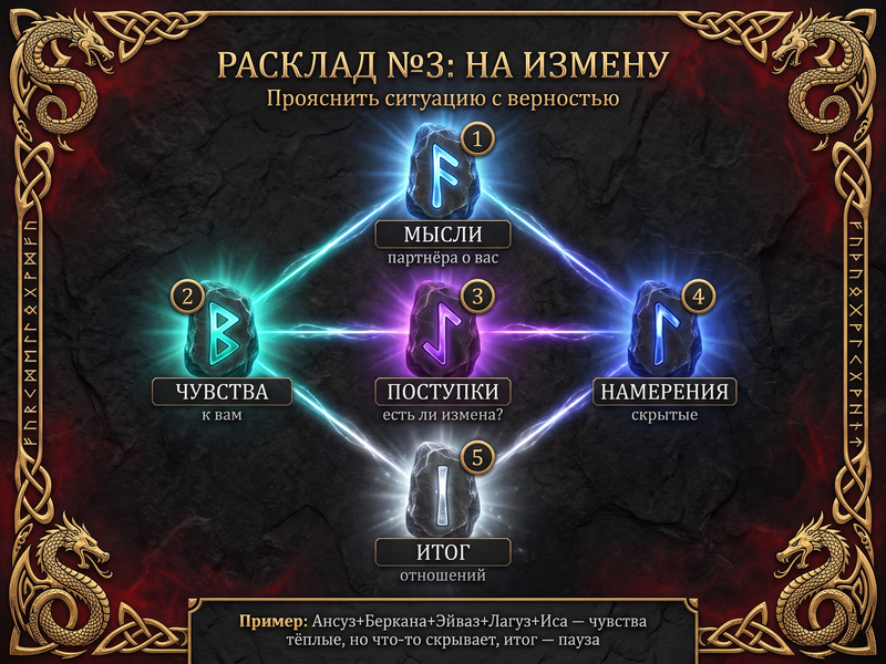 Схема расклада на измену — 5 позиций.