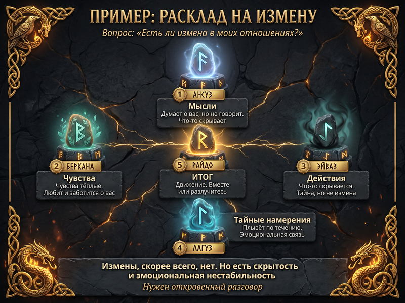 Пример расклада на измену с расшифровкой по позициям.