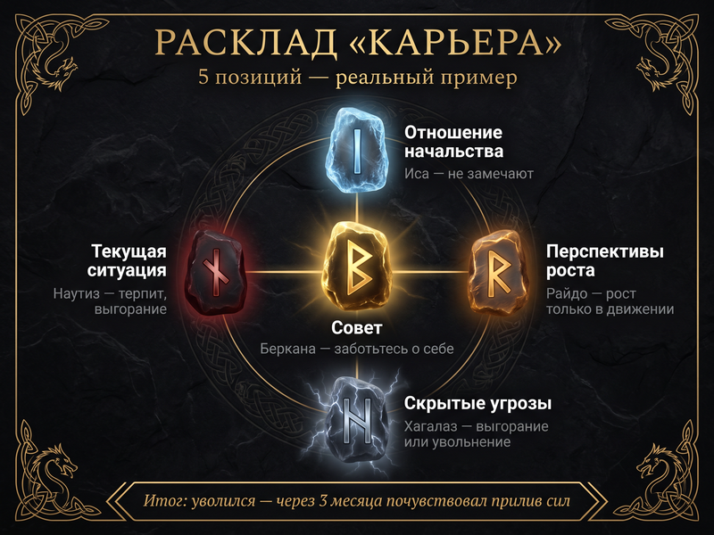 Схема расклада «Карьера» — 5 позиций.