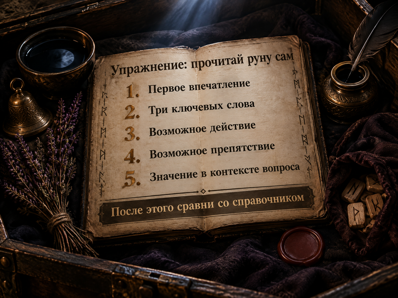 упражнение для самостоятельного толкования рун