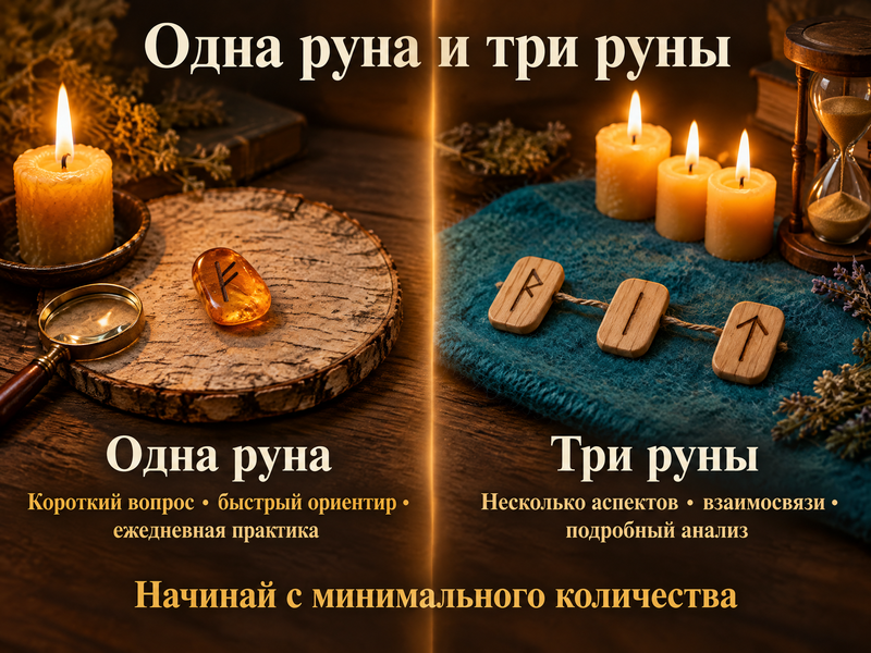 сравнение расклада на одну и три руны