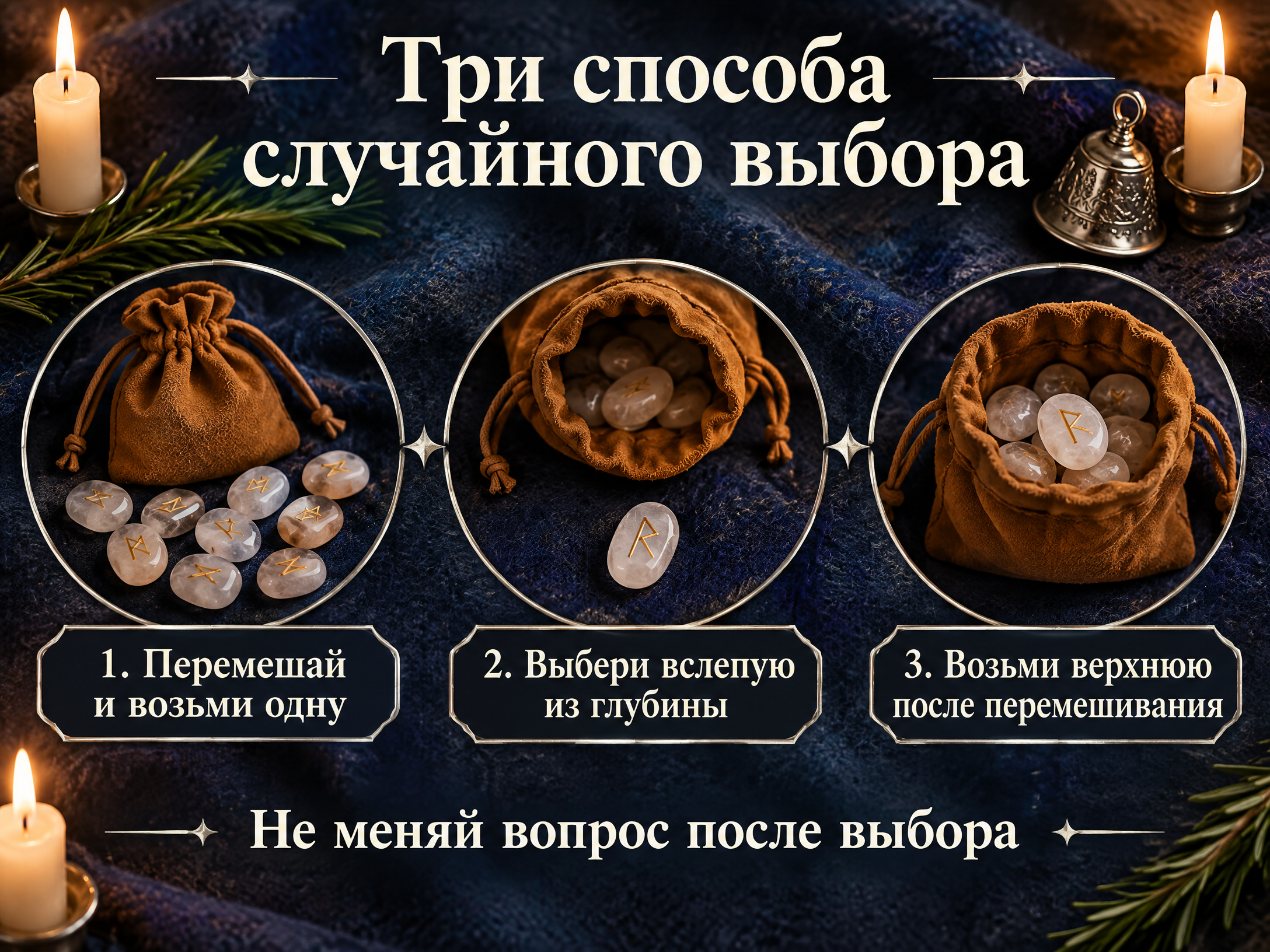 три способа случайного выбора руны из мешочка