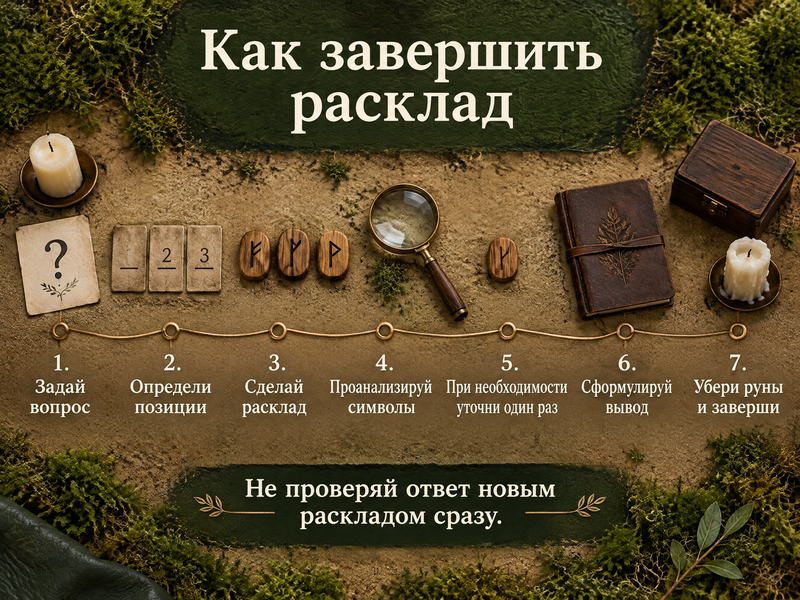 пошаговая схема завершения рунического расклада